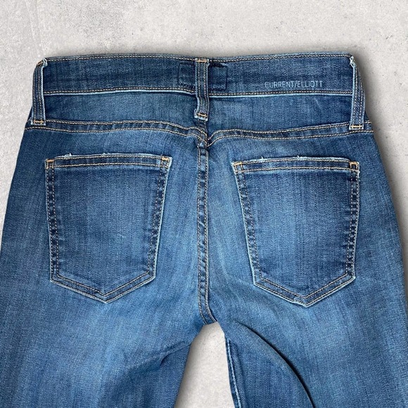 CURRENT ELLIOT DISTRESSED MEDIUM WASH SKINNY DENIM JEAN - 24 - Picture 5 of 10